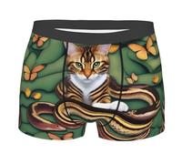 BLWSLC Calzoncillos tipo bóxer estampados de la historia de la serpiente y el gato para hombre de doble cara, NEGRO, Medium-3X-Large
