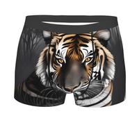 BLWSLC Calzoncillos tipo bóxer estampados Tiger at rest para hombre, perfectos para gimnasio, deportes y uso diario, contorno elástico 3D, Negro, Medium-3X-Large