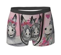BLWSLC Calzoncillos tipo bóxer para hombre con estampado de burro y flores, pantalones cortos elásticos, adecuados para la mayoría de los hombres, Negro, L