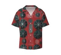 BLWSLC Camisa de manga corta con botones para hombre, cuello cubano, diseño de armas biológicas, informal, playa, vacaciones, NEGRO, 4X-Large-5X-Large