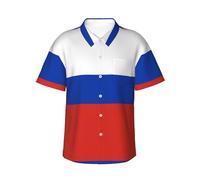 BLWSLC Camisa hawaiana con estampado de bandera rusa para hombre, perfecta para fiestas en la playa y looks casuales de vacaciones, Negro, XXL