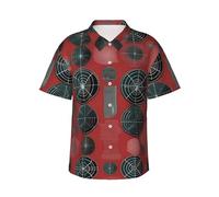 BLWSLC Camisa hawaiana de manga corta para hombre, diseño de armas biológicas, perfecta para fiestas de vacaciones en la playa este verano, NEGRO, Large-4X-Large