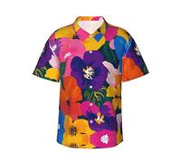BLWSLC Camisa hawaiana estampada de la colección de flores para hombre, perfecta para fiestas en la playa y looks casuales de vacaciones, Negro, 3XL