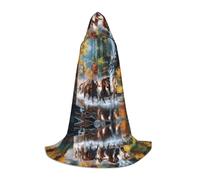BLWSLC Capa con capucha con estampado de caballos para cosplay, disfraces y fiestas de vacaciones