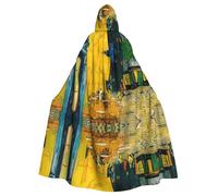 BLWSLC Capa con capucha estampada Cafe Terrace at Night, capa decorativa larga, adecuada para cosplay, actuaciones escénicas o fiestas de vacaciones.