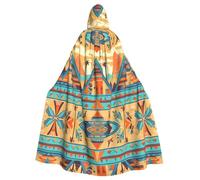 BLWSLC Capa con capucha estampada de arquitectura triangular circular, capa decorativa larga, adecuada para cosplay, actuaciones escénicas o fiestas de vacaciones.