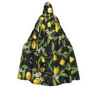 BLWSLC Capa con capucha estampada de limón y flores para Halloween, disfraz de escenario para adultos, sin cremallera, adecuada para bailes de máscaras y cosplay