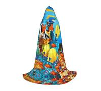 BLWSLC Capa con capucha para adolescentes, diseño de peces marinos tropicales, 3 tallas M, perfecta para fiestas de vacaciones y actuaciones escénicas
