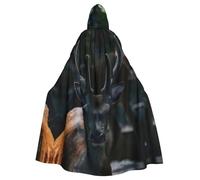 BLWSLC Capa con capucha para adultos con diseño de cuernos de ciervo y vida silvestre para exteriores, sin cremallera, adecuada para bailes de máscaras, cosplay