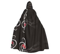 BLWSLC Capa con capucha para adultos con estampado de amor y música, para Halloween, sin cremallera, adecuada para bailes de máscaras, cosplay