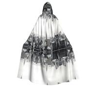 BLWSLC Capa con capucha para adultos con estampado de Nueva York en blanco y negro, para Halloween, adecuada para fiestas de vacaciones y actuaciones escénicas