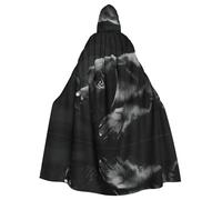 BLWSLC Capa con capucha para adultos de Halloween con estampado de cachorro labrador negro, adecuada para fiestas festivas y cosplay