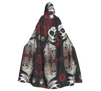 BLWSLC Capa con capucha para adultos, diseño de calavera y huesos cruzados, adecuada para actuaciones en escenario y fiestas
