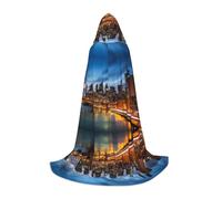 BLWSLC Capa con capucha para fiestas navideñas, disfraz de cosplay con estampado de paisaje de la ciudad de Nueva York, adecuado para Halloween y convenciones de anime, talla M