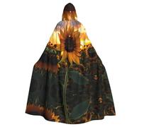 BLWSLC Capa festiva con capucha con estampado de girasol de granja de Halloween, adecuada para fiestas familiares de Halloween