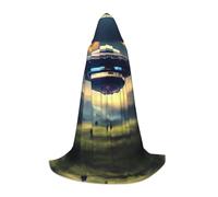 BLWSLC Capa larga con capucha estampada de UFO Landing para fiestas de vacaciones, cosplay y fiestas de disfraces