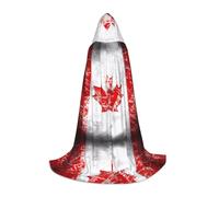 BLWSLC Capa larga con capucha grande con estampado retro de la bandera de Canadá para fiestas de vacaciones, cosplay y fiestas de disfraces