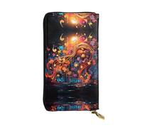 BLWSLC Cartera larga con cremallera impresa con notas musicales coloridas adecuada para viajes, trabajo y asistir a banquetes