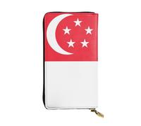 BLWSLC Cartera larga con cremallera impresa de la bandera de Singapur adecuada para viajes y asistir a banquetes