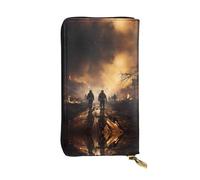 BLWSLC Cartera larga con cremallera impresa para bomberos que luchan contra incendios, adecuada para viajes, trabajo y asistir a banquetes