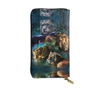 BLWSLC Cartera larga con cremallera para guardar monedas, diseño de leones de tigre y leopardo, ideal para viajes y uso diario
