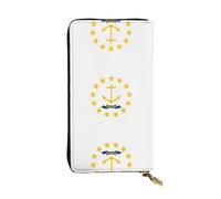 BLWSLC Cartera larga con diseño de la bandera del estado de Rhode Island, cartera con cremallera, tarjetero, bolsa de almacenamiento portátil de monedas de viaje adecuada para viajes y uso diario