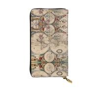 BLWSLC Cartera larga retro de mapa del mundo, cartera con cremallera, tarjetero, bolsa de almacenamiento portátil de monedas de viaje, adecuada para viajes y uso diario