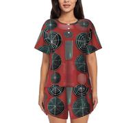 BLWSLC Conjunto de pijama de 2 piezas para mujer con diseño de armas biológicas, camiseta de manga corta y pantalones cortos, NEGRO, Small-5X-Large