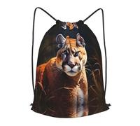 BLWSLC Cougar - Mochila de viaje con cordón para gimnasio, portátil, adecuada para viajes cortos, Negro, Mediano