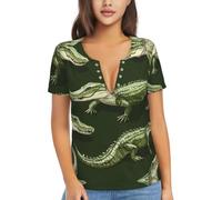 BLWSLC Crocodile Crawling Movements - Camiseta con cuello en V profundo para mujer, ajuste holgado, Negro, S