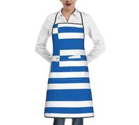 BLWSLC Delantal de cocina con patrón de bandera griega, delantal de cocina ajustable, adecuado para barbacoas, restaurantes, jardinería y floristería.