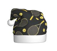 BLWSLC Divertidas raquetas de tenis y pelotas de tenis con patrón de sombreros de Navidad para adultos, sombreros decorativos, adecuados para Nochevieja, fiestas de vacaciones o Navidad
