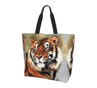 BLWSLC Divertido bolso de viaje con estampado de perro carlino feliz de gran capacidad para mujer, bolsa de hombro adecuada para viajes y gimnasio, Bonito tigre, Talla única