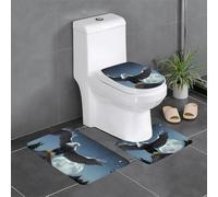BLWSLC Eagle Under The Stars - Juego de 3 alfombrillas de baño estampadas, adecuadas para inodoros en forma de U, bañeras y duchas