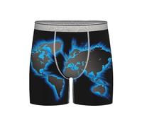 BLWSLC Estampado de mapa del mundo, ropa interior extralarga de secado rápido y transpirable, disponible en tallas S-4XL, gris claro, L