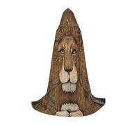 BLWSLC Estatua de cabeza de león impresa larga con capucha grande para fiestas de vacaciones, cosplay y fiestas de disfraces