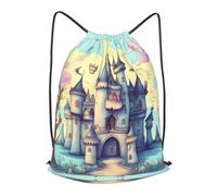 BLWSLC Fairytale Castle - Mochila de viaje con cordón para gimnasio, portátil, adecuada para viajes cortos, Negro, pequeño