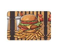 BLWSLC Felpudo de gran tamaño con estampado de hamburguesas de dibujos animados, adecuado para uso en interiores y exteriores, decoración del hogar, porches y baños, 16 x 24 pulgadas