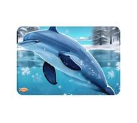 BLWSLC Felpudos estampados Winter The Dolphin, tapetes para exteriores, adecuados para cocinas, baños, decoración interior y exterior.