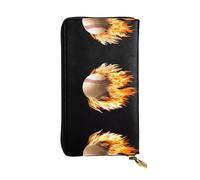 BLWSLC Fire Baseball - Cartera larga con cremallera, tarjetero, bolsa de almacenamiento portátil de monedas de viaje, adecuada para viajes y uso diario
