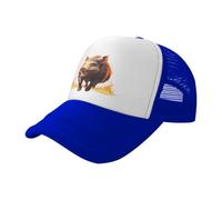 BLWSLC Firehoof Wild Boar Gorra de béisbol de malla estampada negra, gorra de camionero transpirable, adecuada para pesca y senderismo, Azul, L