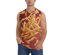BLWSLC French Fries Thrown into the air - Chaleco sin mangas para hombre, ajuste holgado, transpirable, de secado rápido, chaleco deportivo para gimnasio, Negro, XX-Large-4X-Large