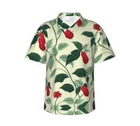BLWSLC Fruit with Base Color Camisa hawaiana de manga corta para hombre, perfecta para fiestas de vacaciones en la playa este verano, Negro, L-4XL