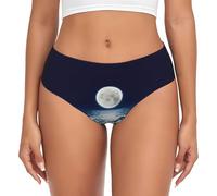 BLWSLC Full Moon in Night - Calzoncillos estampados para mujer, diseño sin costuras de talle bajo, talla XS a 4XL, se adapta a todos los tipos de cuerpo, Negro, M