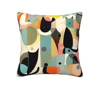 BLWSLC Fundas de almohada cuadradas con diseño de gato de arte moderno de mediados de siglo, fundas de almohada cuadradas de 16 x 16 pulgadas, adecuadas para sofás, dormitorios y cojines de coche.