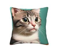 BLWSLC Fundas de almohada cuadradas con estampado de gato curioso, fundas de almohada cuadradas de 20 x 20 pulgadas, adecuadas para sofás, dormitorios y cojines de coche.