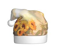 BLWSLC Girasoles bajo el alféizar de la ventana impreso sombrero de Navidad para adultos, sombrero festivo de Navidad adecuado para vacaciones de Año Nuevo y fiestas al aire libre