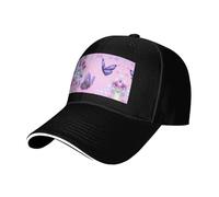 BLWSLC Gorra de béisbol clásica con estampado de mariposas rosas, visera curvada, informal, ajustable, 8 colores, negro, adecuada para fitness al aire libre y viajes, Negro, Talla única
