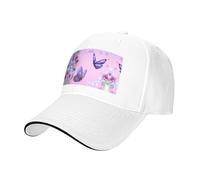 BLWSLC Gorra de béisbol clásica con estampado de mariposas rosas, visera curvada, informal, ajustable, 8 colores, negro, adecuada para fitness al aire libre y viajes, blanco, Talla única