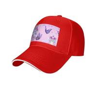 BLWSLC Gorra de béisbol clásica con estampado de mariposas rosas, visera curvada, informal, ajustable, 8 colores, negro, adecuada para fitness al aire libre y viajes, rosso, Talla única
